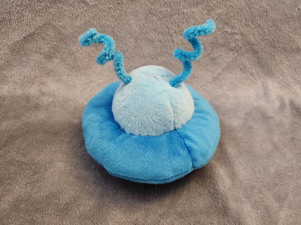 A blue flying saucer